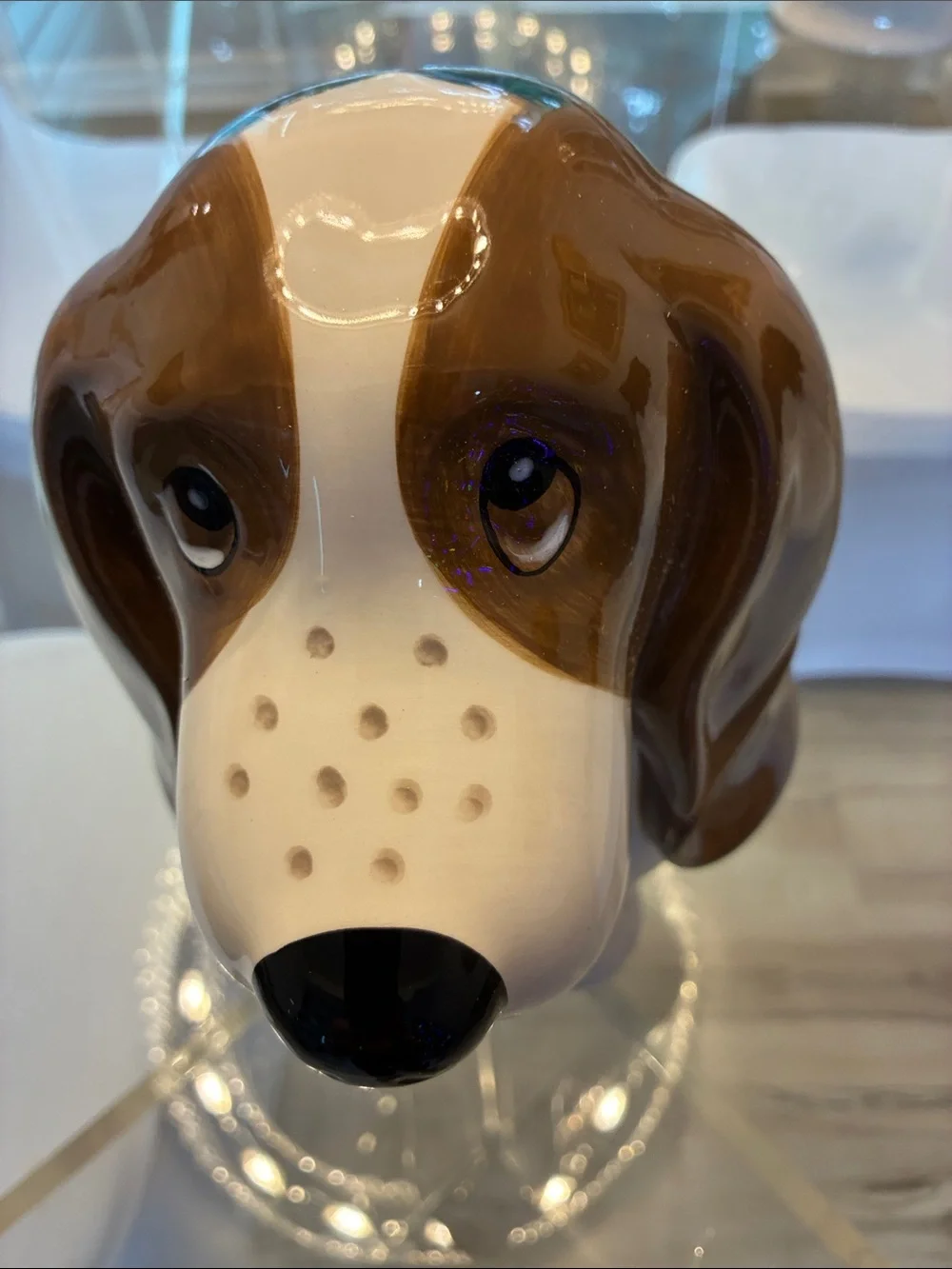The Pioneer Woman Brown & White Ceramic Dog Treat Jar with Red Collar Accent
